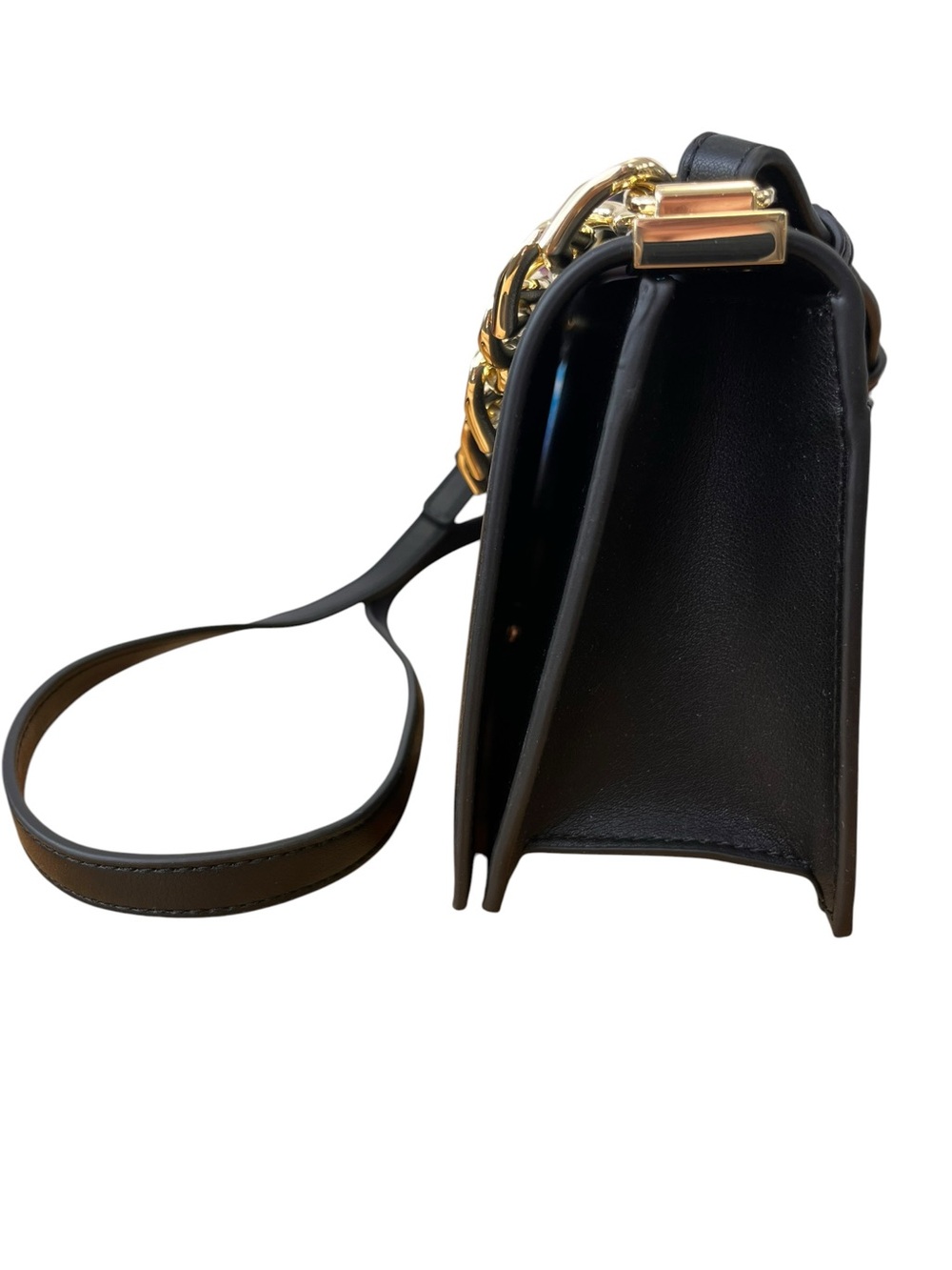 Love Moschino Black Heart Chain Crossbody Bag Gold Hardware - Picture 2 of 13